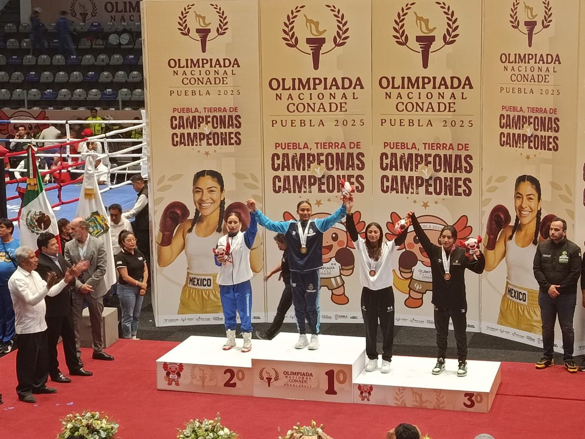 TereJimenezE's tweet image. ¡Aguascalientes suma 3 medallas más en la disciplina de box en la Olimpiada Nacional CONADE 2025 con sede en Puebla! 🥊🇲🇽
🥇Medalla de oro para Jued Aguilar en la categoría de 63.5 kg.
🥈Medalla de plata para Nieves Judith Durón en la categoría de 52 kg.
🥉Medalla de bronce para…