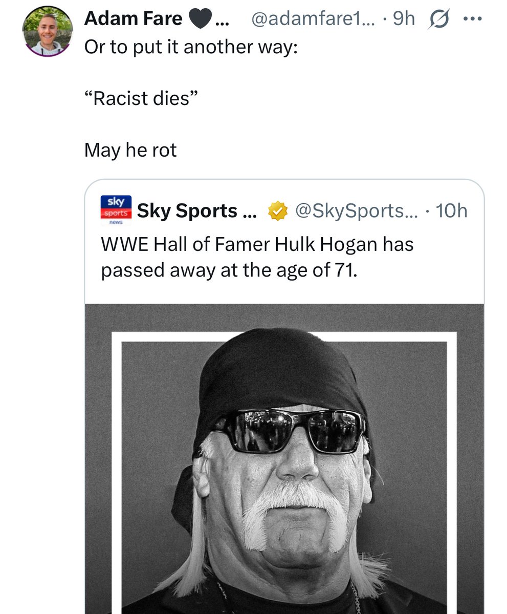 Pharmageddon24's tweet image. Once again, Adam Fare celebrates the death of someone, because he dislikes their beliefs. Also note that Adam Fare is a racist anti-Semite, who thinks British taxpayers (including Jewish ones) should pay high taxes so he can never work again. “They want to kill disabled people!”