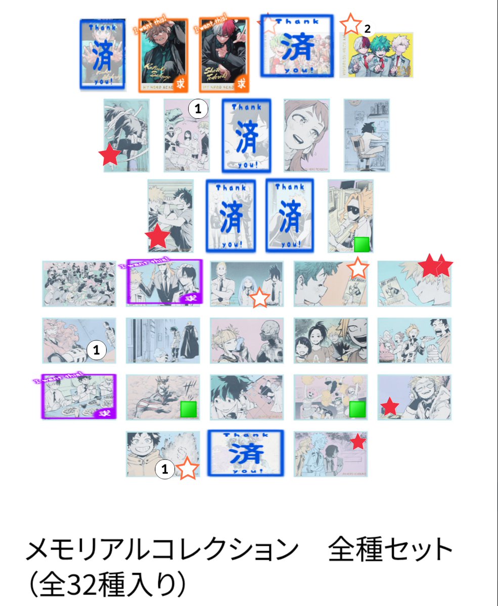 ヒロアカ 原画展 メモリアルコレクション 全種セット ヒロアカ原画展 メモリアルコレクション 全種セット (堀越耕平