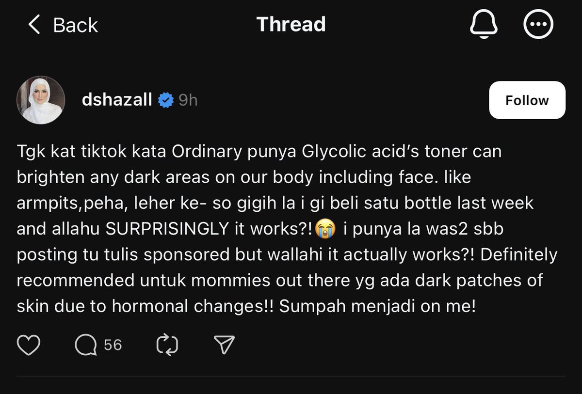 secretlyfura's tweet photo. To Dahlia Rizal- Thank you for confirming Glycolic Acid works wonder utk putihkan dark patches!!!!

Meaning ketiak, siku, celah peha, lutut boleh putih la🫣 https://t.co/jQcDlQo5CK