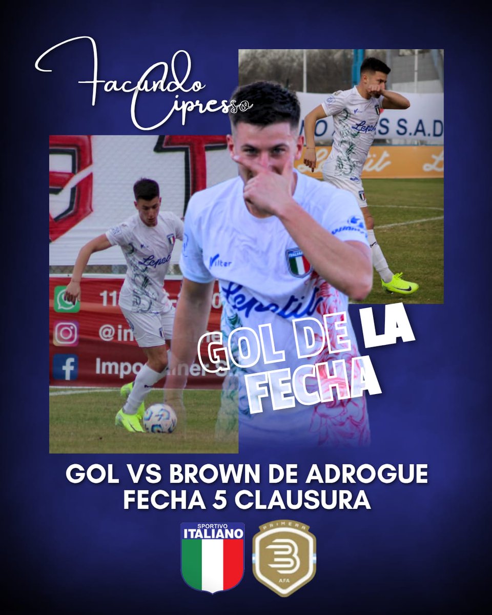 PrimeraBAFA's tweet image. GOL DE LA FECHA: FACUNDO CIPRESSO
El tanto de Facundo Cipresso (@cipressofacu), jugador de @spitaliano ha salido nombrado el gol de la fecha N°5 del #torneoclausura2025 🏆 de la #primerabargentina
El mismo valió para la victoria por 4-0 🆚 @cabrown_adrogue
⚽ 41'ST
