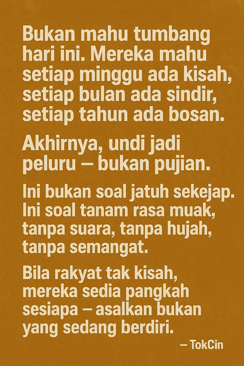 SokongBawaRebah's tweet image. 3/
Adakah pembangkang sekarang paling lemah dalam sejarah Malaysia? YA.

TETAPI: Kerajaan tidak boleh leka dan terlalu berlembut.

Ambillah KRITIKAN sebagai PERINGATAN dan PEMBETULAN.

Perbetulkanlah sebaik yang boleh, selagi ada masa.

#AyuhMalaysia
#realreform
#HIRUK
#TSR
#RR