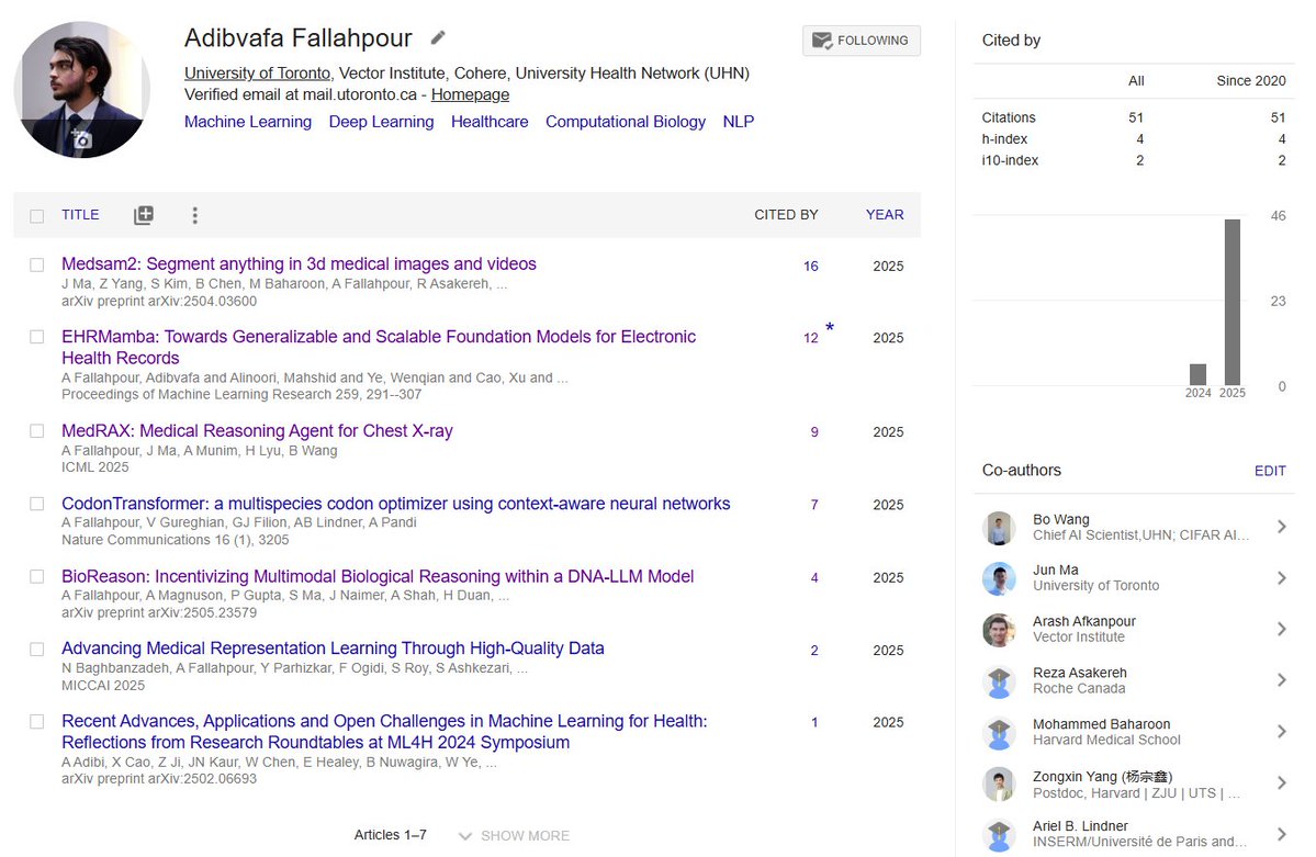 adibvafa's tweet image. Just passed 50 citations!
Last year, I only had 5. Incredible how good research compounds