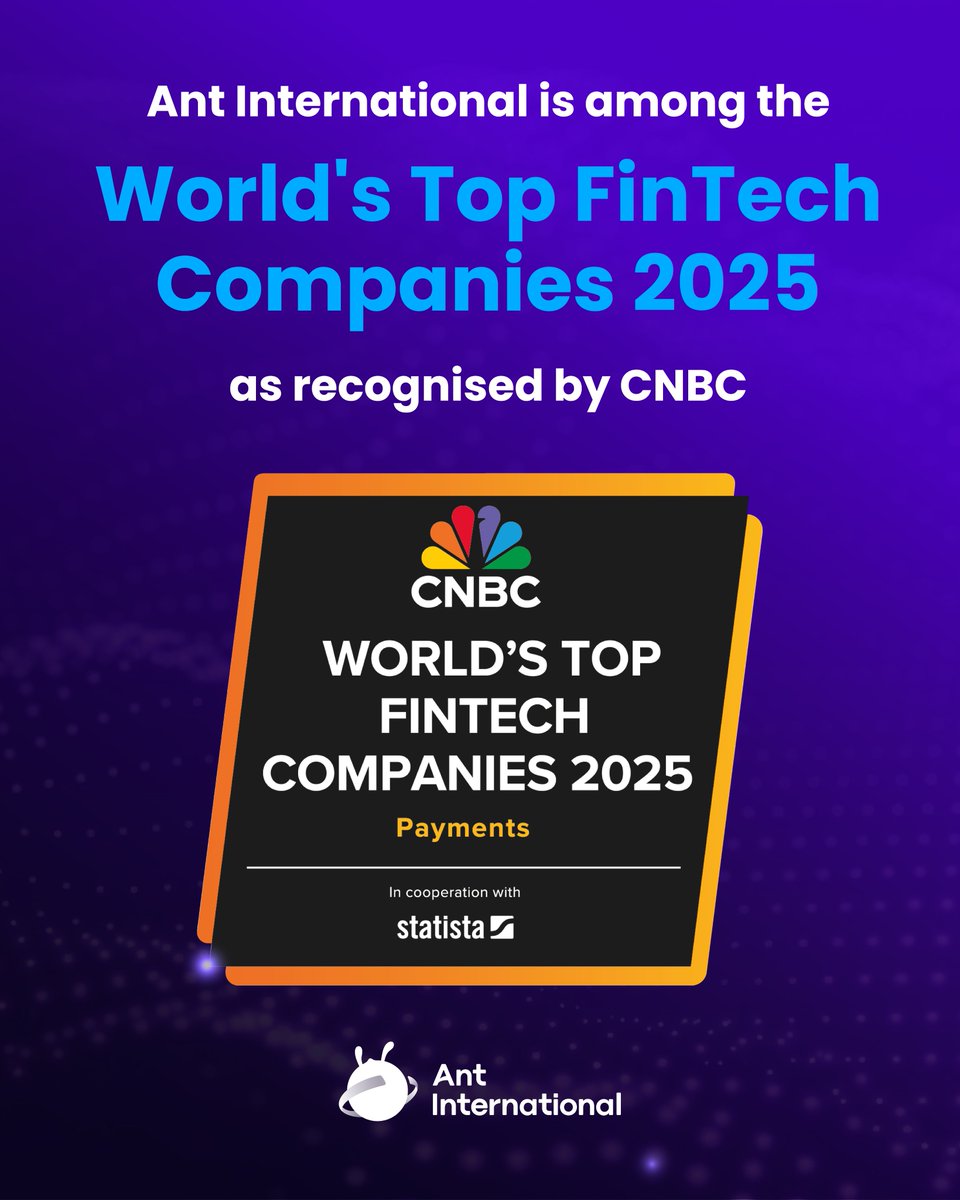 Ant International is recognised by <a href="/CNBC/">CNBC</a> as one of the World's Top FinTech Companies 2025 in the Payments category.

Based on an evaluation prioritising innovative, technology-driven financial solutions, this recognition underscores our commitment to pioneering payment