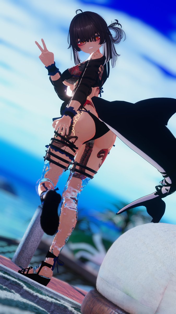 BunsVRC's tweet image. Last one in&apos;s a rotten fish~ 🦈🩵