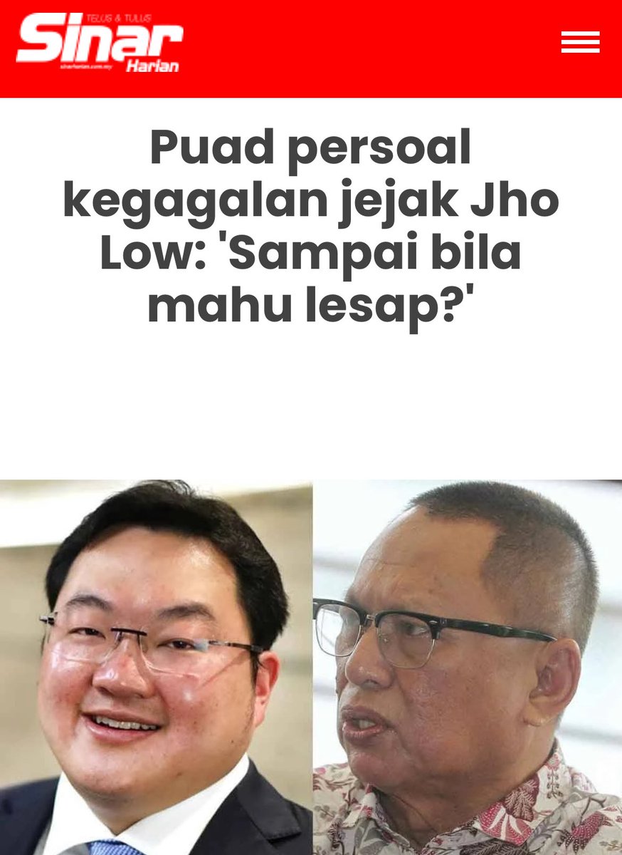 Aisehman's tweet image. Puad penyokong tegar Bossku.
So I reckon the reasoning behind his insistence on wanting Jho Low back is that Jho would throw himself (and others) under the bus to exonerate Bossku.
But that would mean Jho would have to go to jail.
He’s a crook but he’s not stupid.
But, if he…