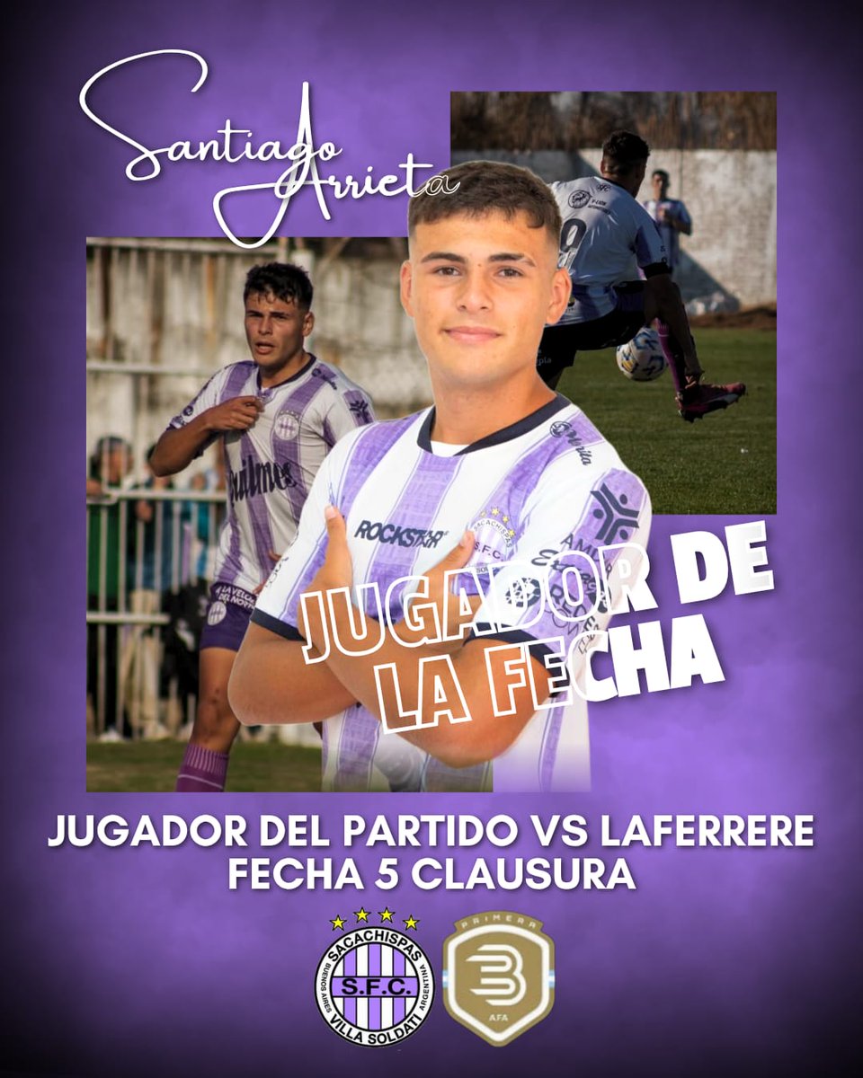 PrimeraBAFA's tweet image. JUGADOR DE LA FECHA: SANTIAGO ARRIETA
Santiago Arrieta (@santy.arrieta1 ), jugador de @sacachispasok ha salido nombrado jugador de la fecha N°5 del #torneoclausura2025🏆 de la #primerabagentina
Felicidades Santy💪
📸@sacachispasok
Diseño gráfico: @nacho_martinez27