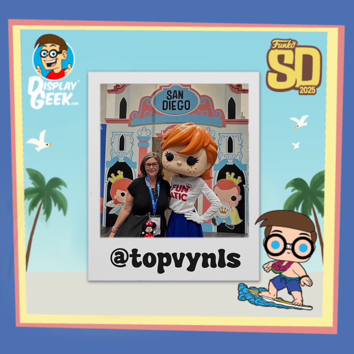 DisplayGeek's tweet image. Another #DGSpottedatSDCC - Check out @topvynls along side Franny Funko!

📸: @topvynls 

Tag us in your #SDCC pics and hauls to be featured all Comic Con long! 📲 We&apos;ll also be sharing some of our favorites along the way!

#Funko #FunkoBooth #SDCC2025