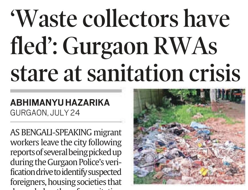 AB_Hazardous's tweet image. How the police crackdown on Bengali migrants is making worse the garbage woes in Gurgaon
My report:
indianexpress.com/article/cities…