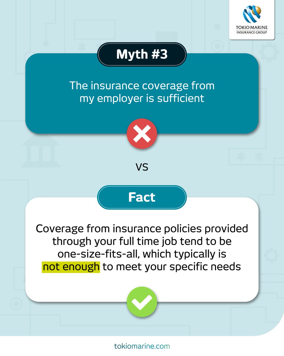 There are many insurance myths that may have led to misconceptions or even hesitation in getting a coverage plan for you and your loved ones. Swipe through to uncover the truth behind some of the most common insurance myths — and protect yourself with the real facts! #TokioMarine