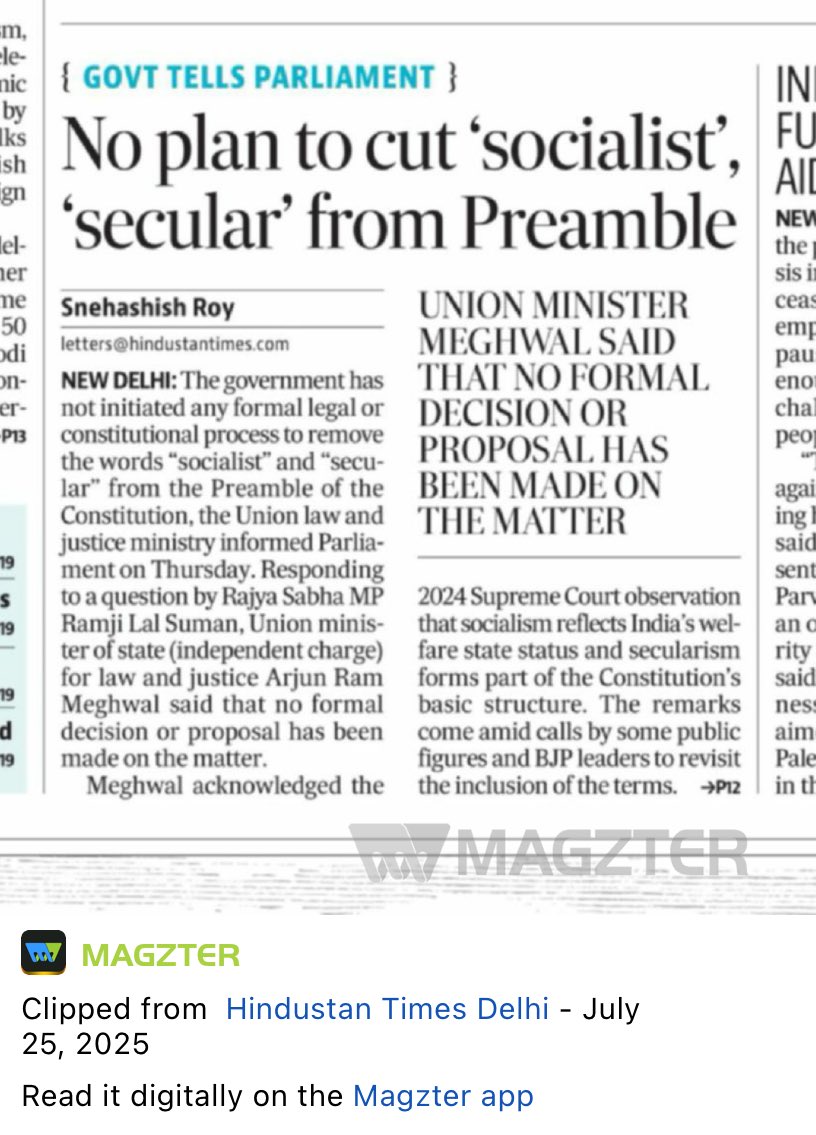sunetrac's tweet image. Strong pushback against RSS- "Reg atmosphere created by ofc bearers of some social organizations, possible certain groups are advocating for
reconsideration of these words. Such activities can create a public discourse ..but doesnt reflect the official stance
or actions of GOI"