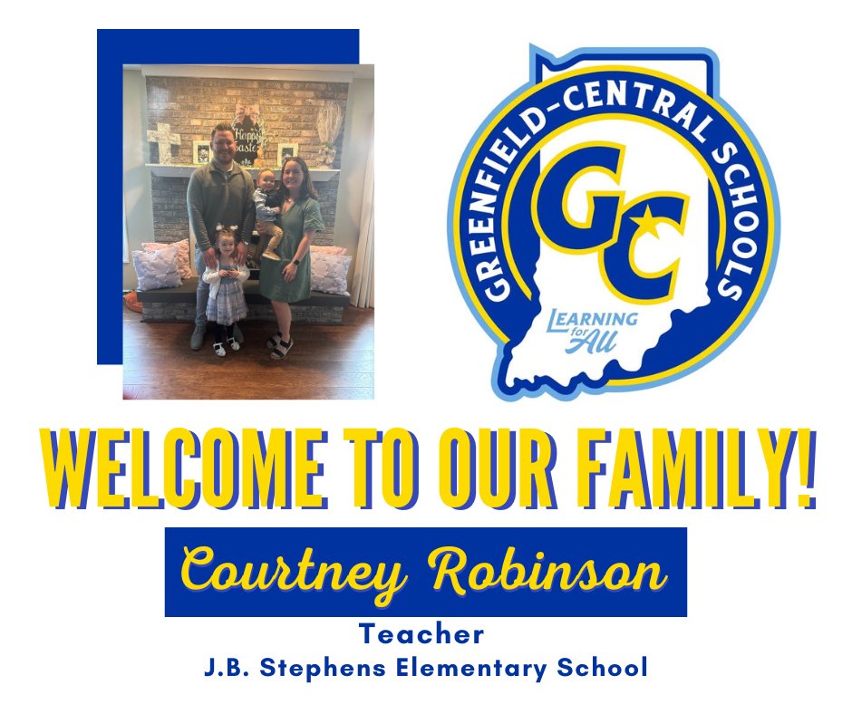 GC_CSC's tweet image. 🎉Help us welcome Courtney Robinson to the GC Family!
👩🏻🏫Mrs. Robinson will be a Teacher at JB Stephens Elementary School.
🫶🏼facebook.com/profile.php?id…
#1GC