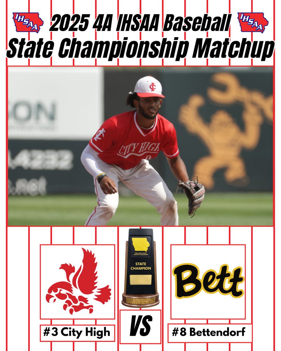 IHSAA's tweet image. Final set of championship games are locked in for tomorrow with Class 2A and 4A. Following along to see who will be taking home some hardware tomorrow 🏆
⚾️ iahsaa.org/baseball/state…