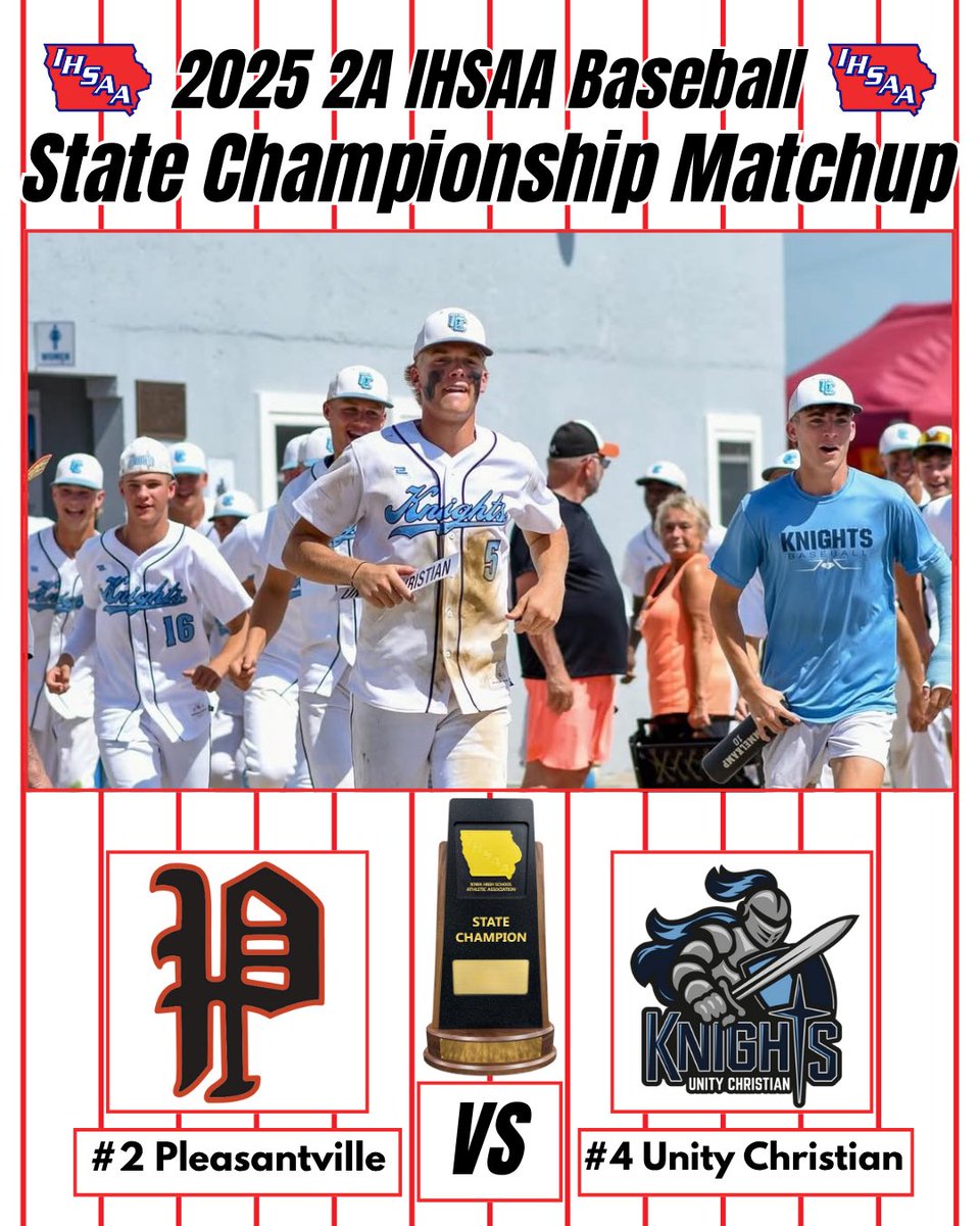 IHSAA's tweet image. Final set of championship games are locked in for tomorrow with Class 2A and 4A. Following along to see who will be taking home some hardware tomorrow 🏆
⚾️ iahsaa.org/baseball/state…