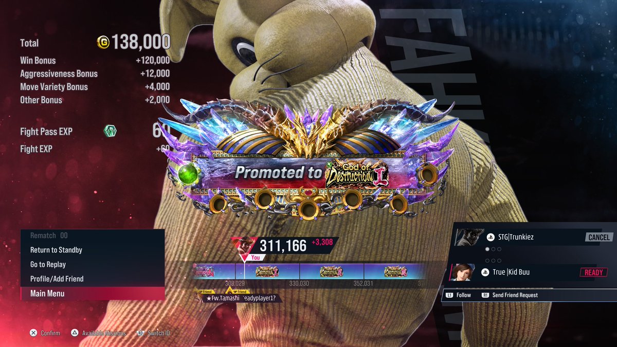 Trunkiez's tweet image. This was such a grindddd, harder than Heihachi was for sure. Fahk is a strong character but if your opp has strong counter play it's rough!