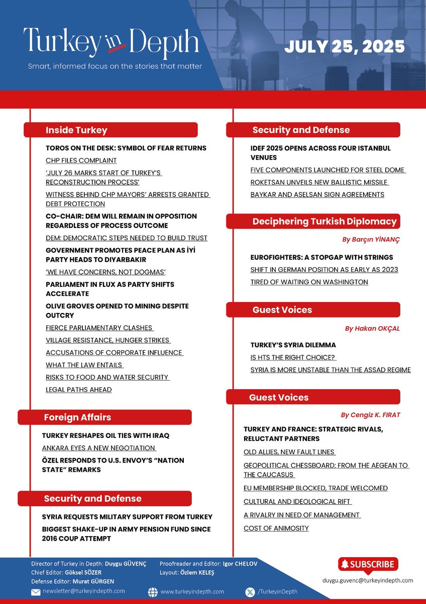 TurkeyinDepth's tweet image. The parliamentary commission meant to guide Turkey’s post-PKK process has hit another delay.
 Meetings expected on July 25 are now postponed to July 28 at the earliest—no name, no members, no framework yet.
 Details 👉 t.ly/cFbk9
 #Turkey #PeaceProcess