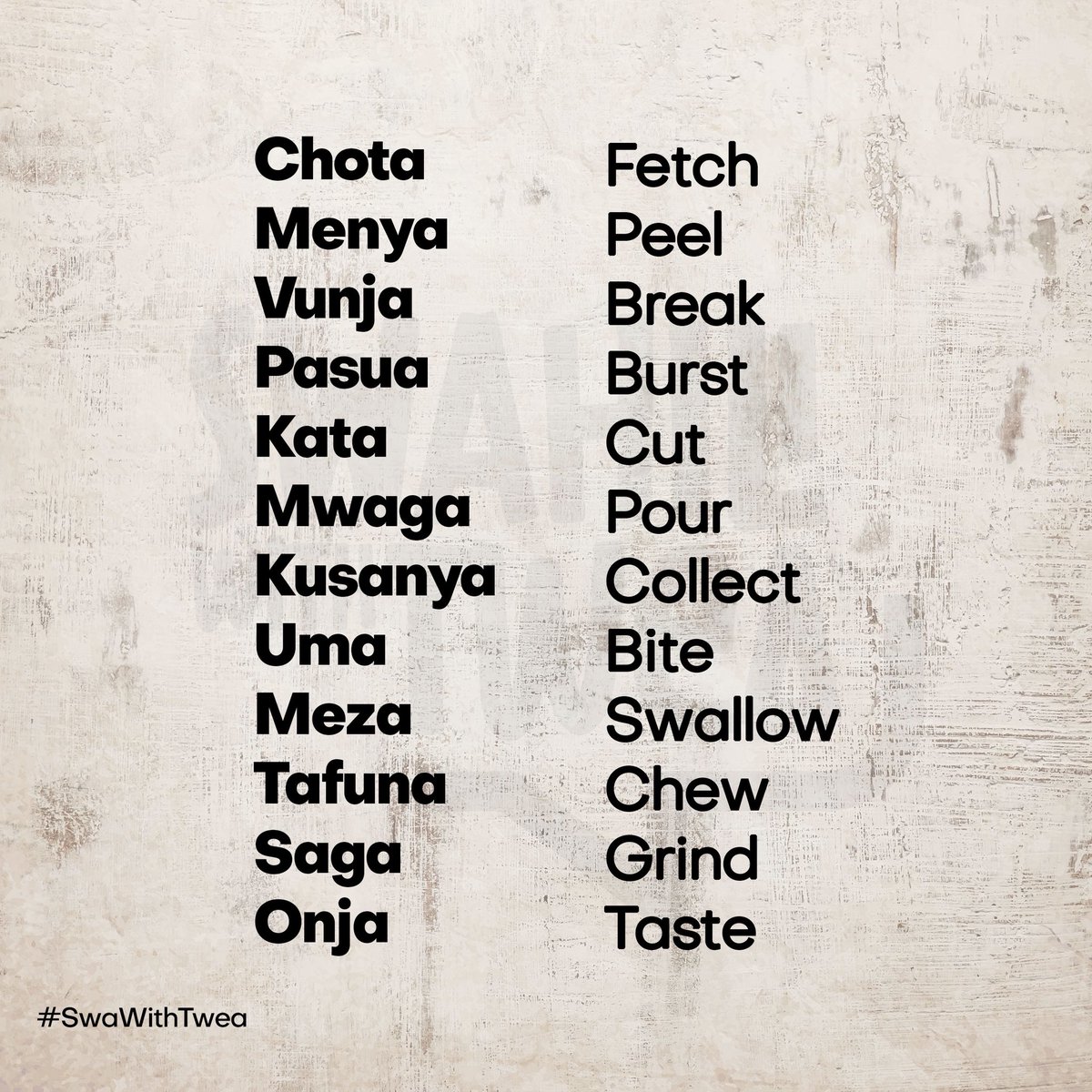 KiswahiliNaTwea's tweet image. Hamjambo
Expand your #Swahili diction
#SwaWithTwea
