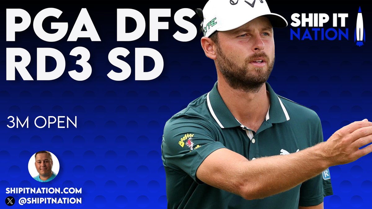 ShipItNation's tweet image. Join @GslukeDfs LIVE, in 25 minutes, for our #PGA Round 3 Showdown for the #3MOpen break down. He also gives you some strategy and process for how he plans to attack the slate.
youtube.com/live/OcyPdqUUQ…
