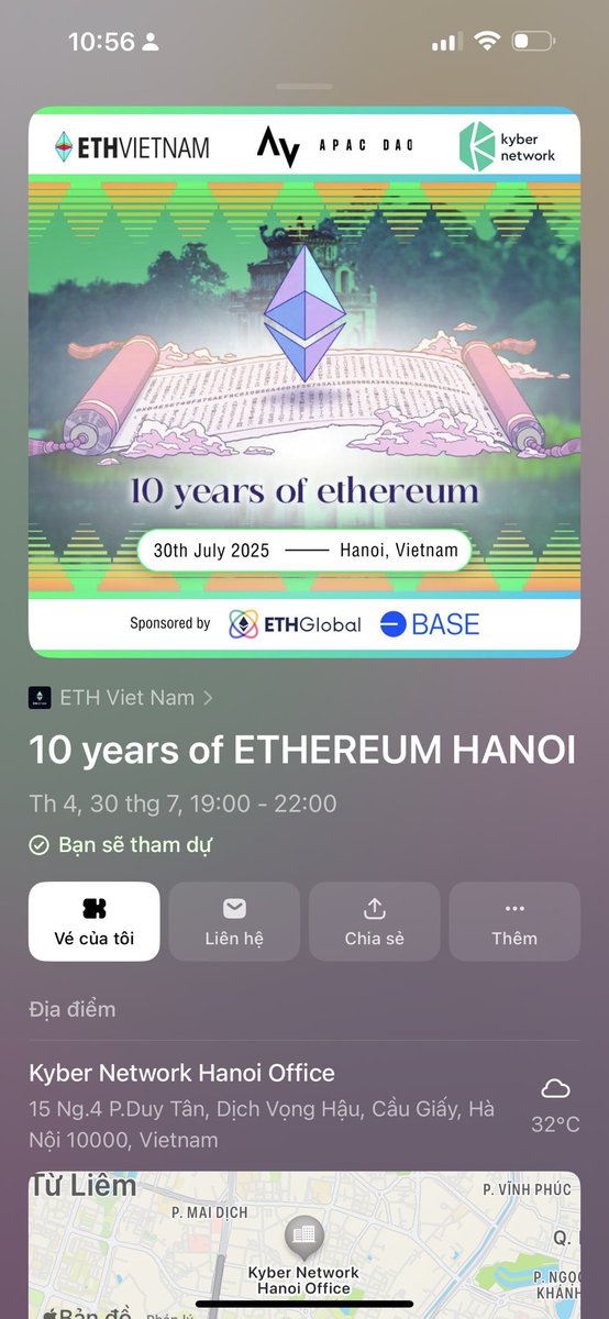 🎉 Hẹn gặp nhau tại 10 Years of Ethereum – Hanoi Edition!

📅 July 30, 2025 | 7PM - 10PM
📍 Kyber Network Hanoi Office

Mình sẽ có mặt tại sự kiện, và nếu bạn đang quan tâm tới việc build on @Base, hãy DM hoặc ghé bắt tay trực tiếp nhé. Có nhiều thứ hay ho để