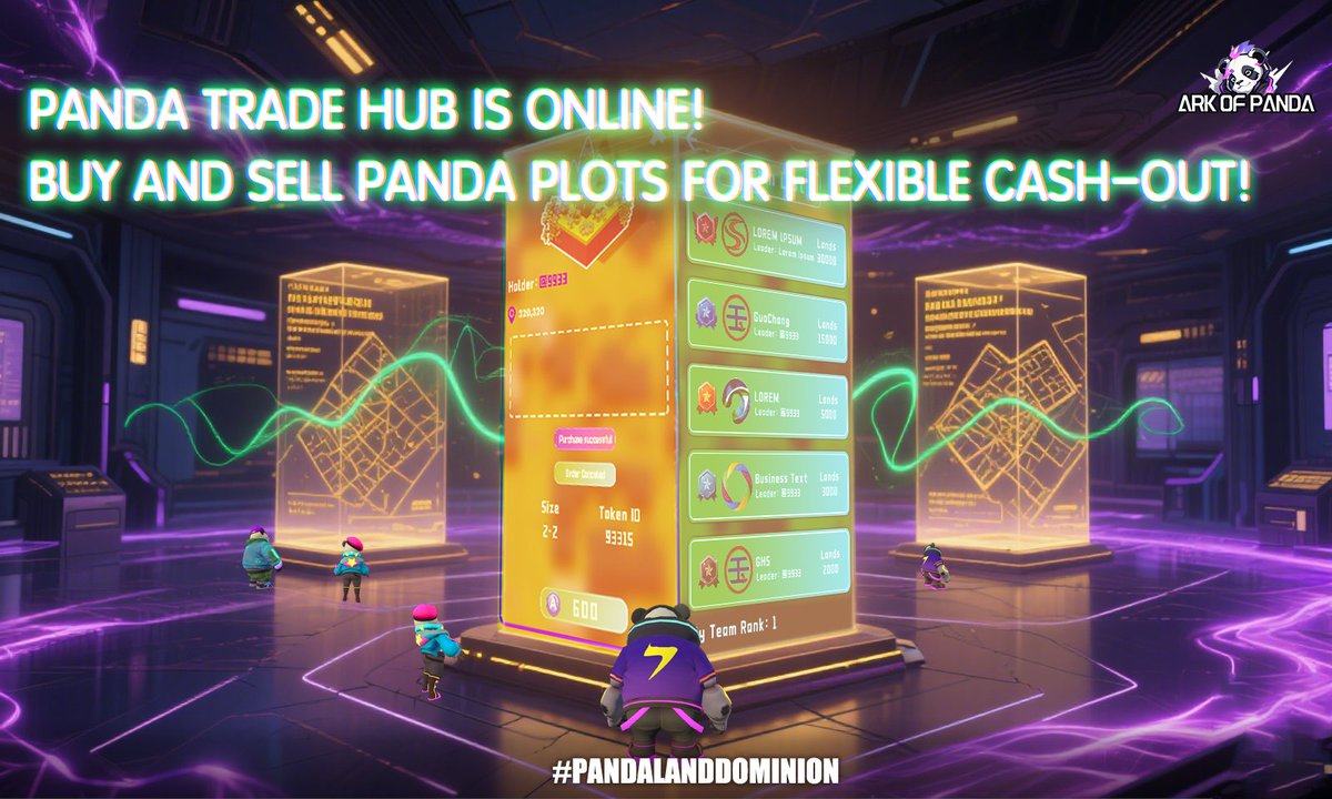 Ark of Panda🐼 (@arkofpanda) on Twitter photo Panda Trade Hub is coming soon in #PandaLandDominion with <a href="/ArkOfPanda/">Ark of Panda🐼</a>! Get ready to unlock the full potential of your virtual real estate investments by trading Panda Plots on our seamless secondary market. Whether you're looking to buy strategic land positions or sell for quick Panda Trade Hub is coming soon in #PandaLandDominion with <a href="/ArkOfPanda/">Ark of Panda🐼</a>! Get ready to unlock the full potential of your virtual real estate investments by trading Panda Plots on our seamless secondary market. Whether you're looking to buy strategic land positions or sell for quick