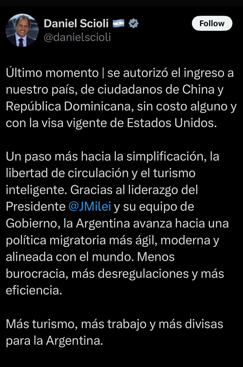 Mas inventos de Daniel Scioli: a quien se le ocurre exigir Visa de los EEUU para entrar en Argentina?