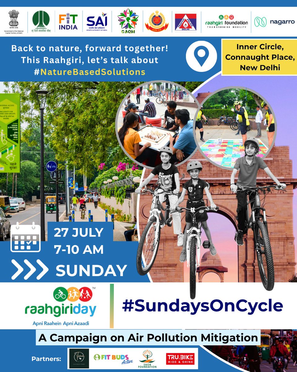 दिल्ली वालों,
मज़ा तो बस एक बहाना है,
असल बात – प्रकृति के करीब आना है।

This #Sunday, let’s come together to celebrate #WorldNatureConservationDay at #RaahgiriDay with #SundaysOnCycle at Connaught Place, #Delhi.

Dive into interesting and meaningful #activities, #games, and