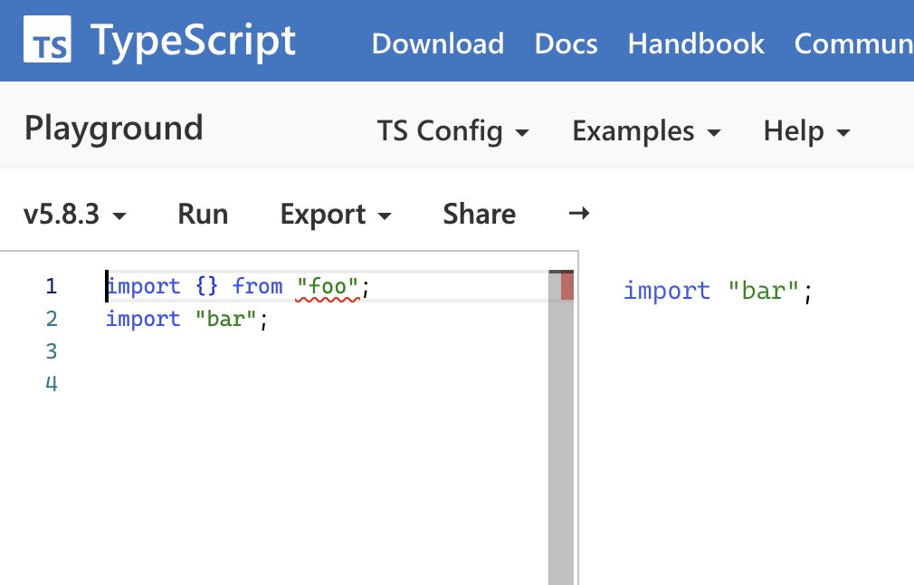 magic_akari's tweet image. TypeScript's old behavior didn't match the ECMAScript specification.
You can fix this by enabling verbatimModuleSyntax in your tsconfig.