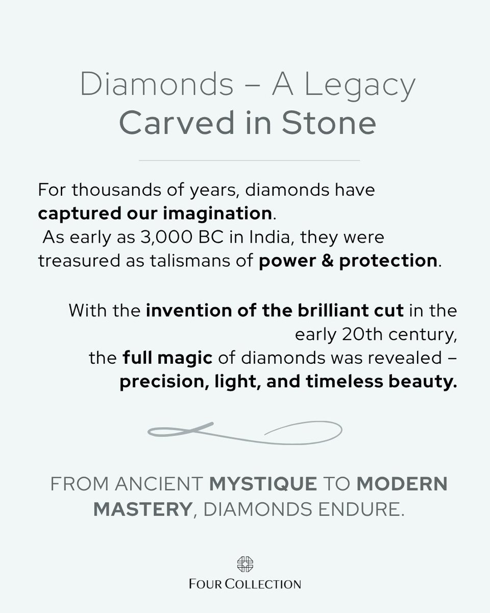 _FourCollection's tweet photo. Revered since 3000 BC.
Now cut to perfection.
Diamonds carry ancient mystique into modern luxury – and never lose their magic.
#FourCollection #BrilliantCut #EternalValue #Diamond #Blockchain #NFT #Crypto https://t.co/e0EAdqFQ9J