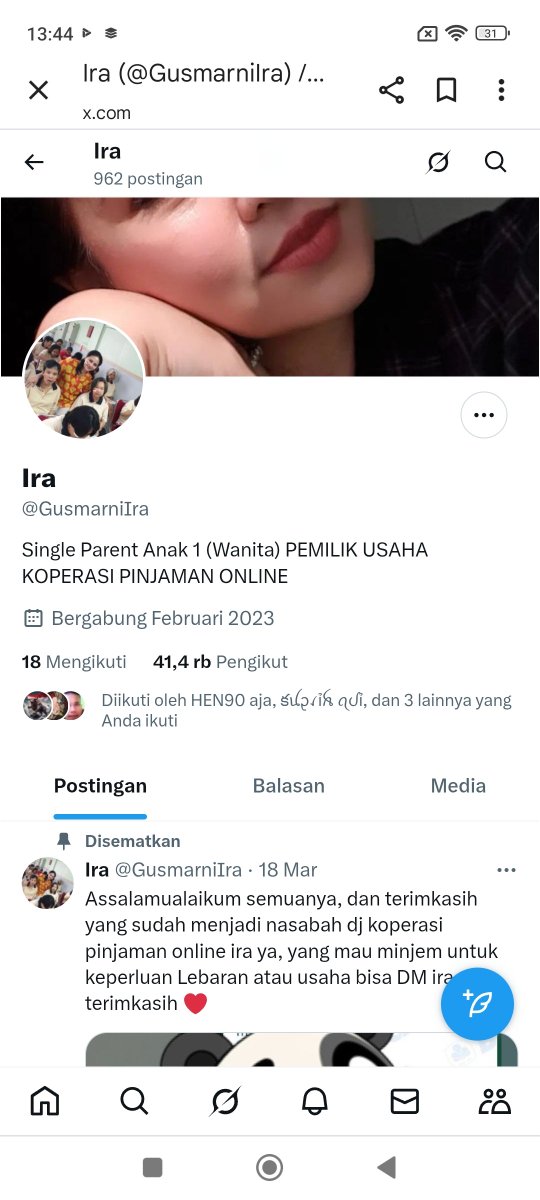 Awas iblis penipu berkedok pinjaman dan arisan online,hati hati para sahabat modusnya mau ngasih pinjaman terus disuruh TF sbg DP habis itu ngeblokir👇👇