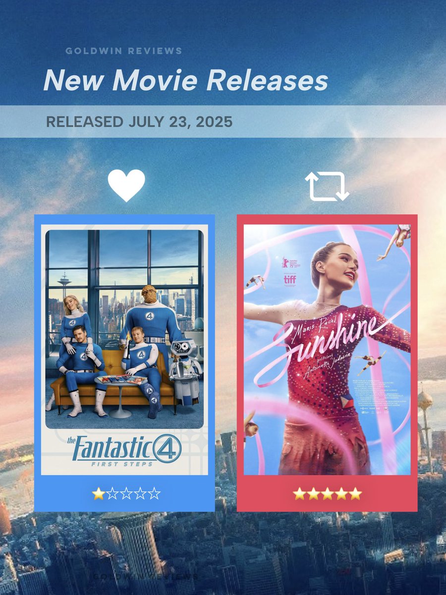 GoldwinReviews's tweet photo. What will you watch?

F4: https://t.co/SDVbjGhaRM
Sunshine: https://t.co/rkgUraQJs4 https://t.co/XbHCnUvZQ9