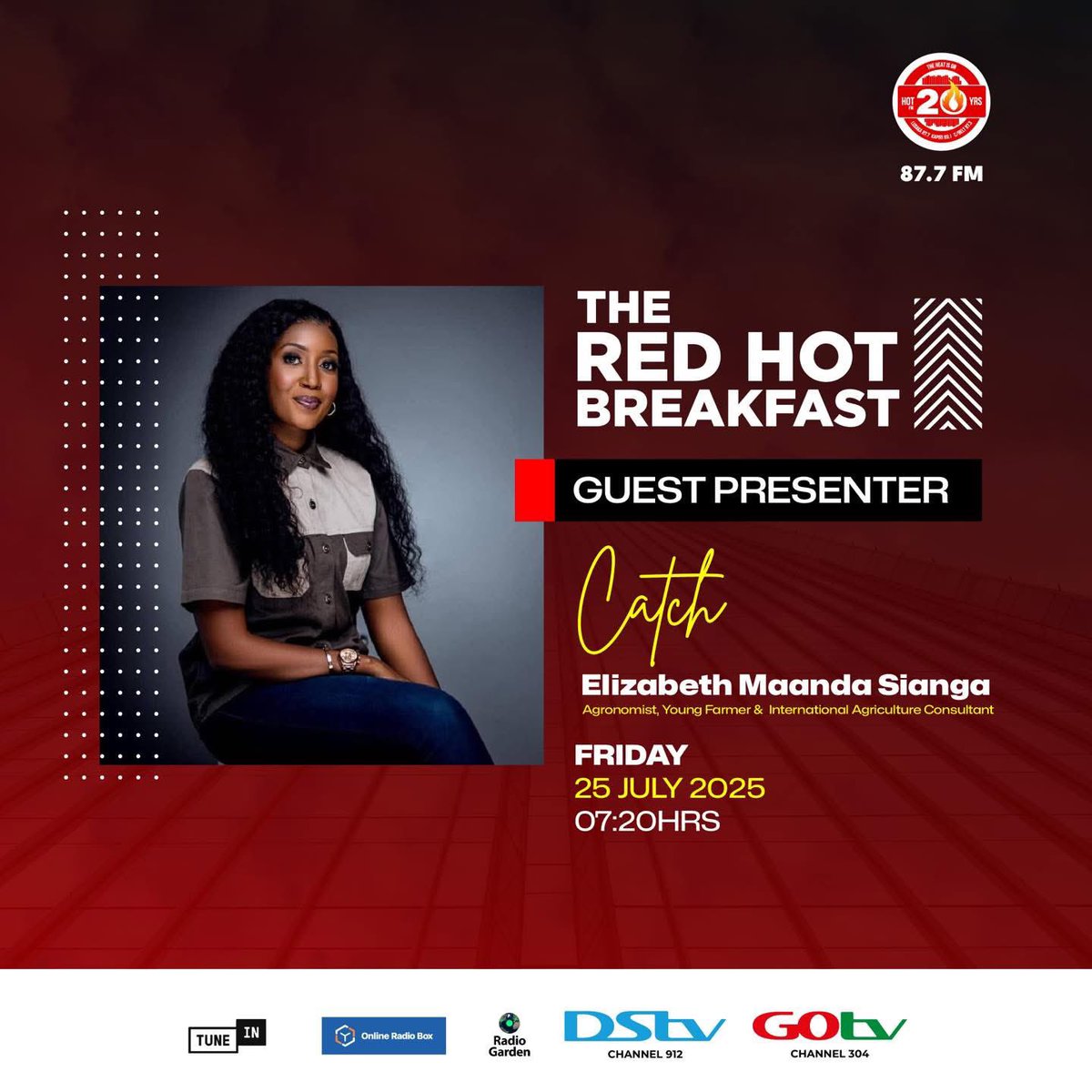 TheYoungFarmer's tweet image. Red Hot breakfast show today @HOT877Zambia ❤️