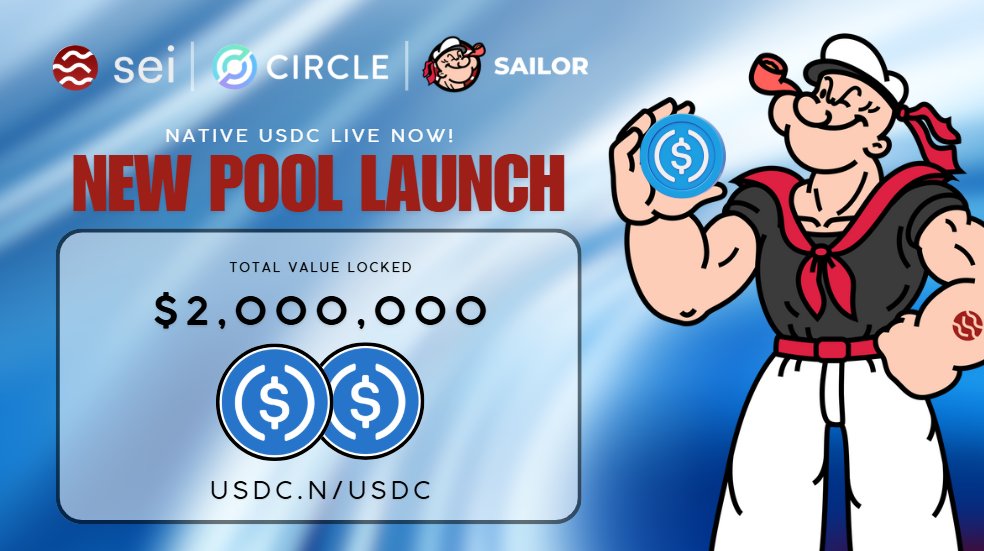 SailorFi's tweet image. Native @USDC and CCTP V2 by @circle are now LIVE on @SeiNetwork!
@SailorFi is a proud partner to support the transition to native USDC
The legacy USDC is now renamed to USDC.n (noble), which represents IBC bridged USDC.
You can migrate via swap at Sailor.finance 🔵…