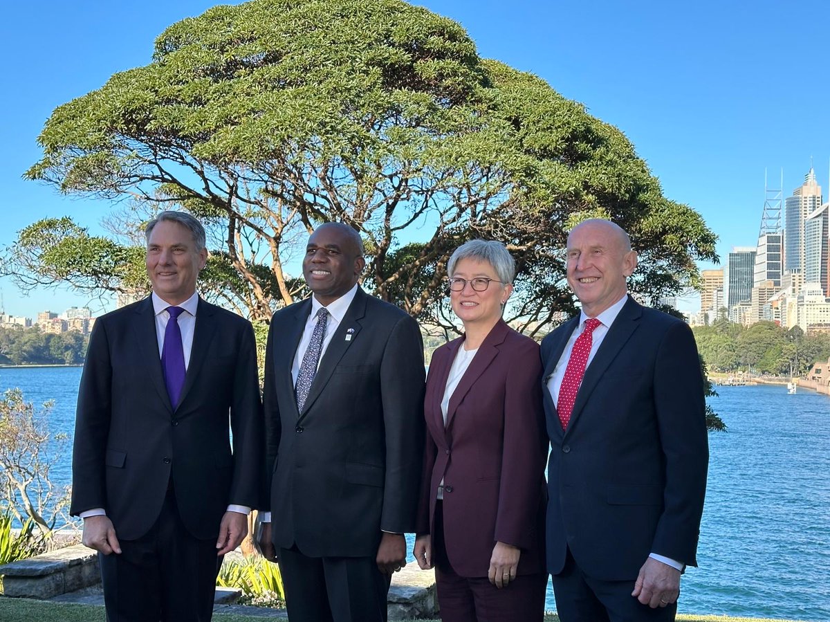 UK in Australia ๐ฌ๐ง๐ฆ๐บ (@ukinaustralia) on Twitter photo The UK-Australia partnership is an anchor in a dangerous world.
Foreign Secretary <a href="/DavidLammy/">David Lammy</a> & Defence Secretary <a href="/JohnHealey_MP/">John Healey</a> are at #AUKMIN, where they agreed with Australia to deepen cooperation on defence and security with <a href="/RichardMarlesMP/">Richard Marles</a> and <a href="/SenatorWong/">Senator Penny Wong</a>.
<a href="/SarahMacFCDO/">Sarah MacIntosh</a> The UK-Australia partnership is an anchor in a dangerous world.
Foreign Secretary <a href="/DavidLammy/">David Lammy</a> & Defence Secretary <a href="/JohnHealey_MP/">John Healey</a> are at #AUKMIN, where they agreed with Australia to deepen cooperation on defence and security with <a href="/RichardMarlesMP/">Richard Marles</a> and <a href="/SenatorWong/">Senator Penny Wong</a>.
<a href="/SarahMacFCDO/">Sarah MacIntosh</a>