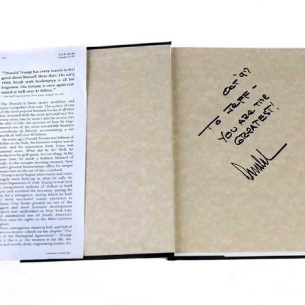 BREAKING Epstein files: 

New York Times posted a photo of Trump’s signed book to Epstein, inscribed:
“To Jeff - You are the greatest!”

There is no fucking way that Trump isn’t all over Epstein files.