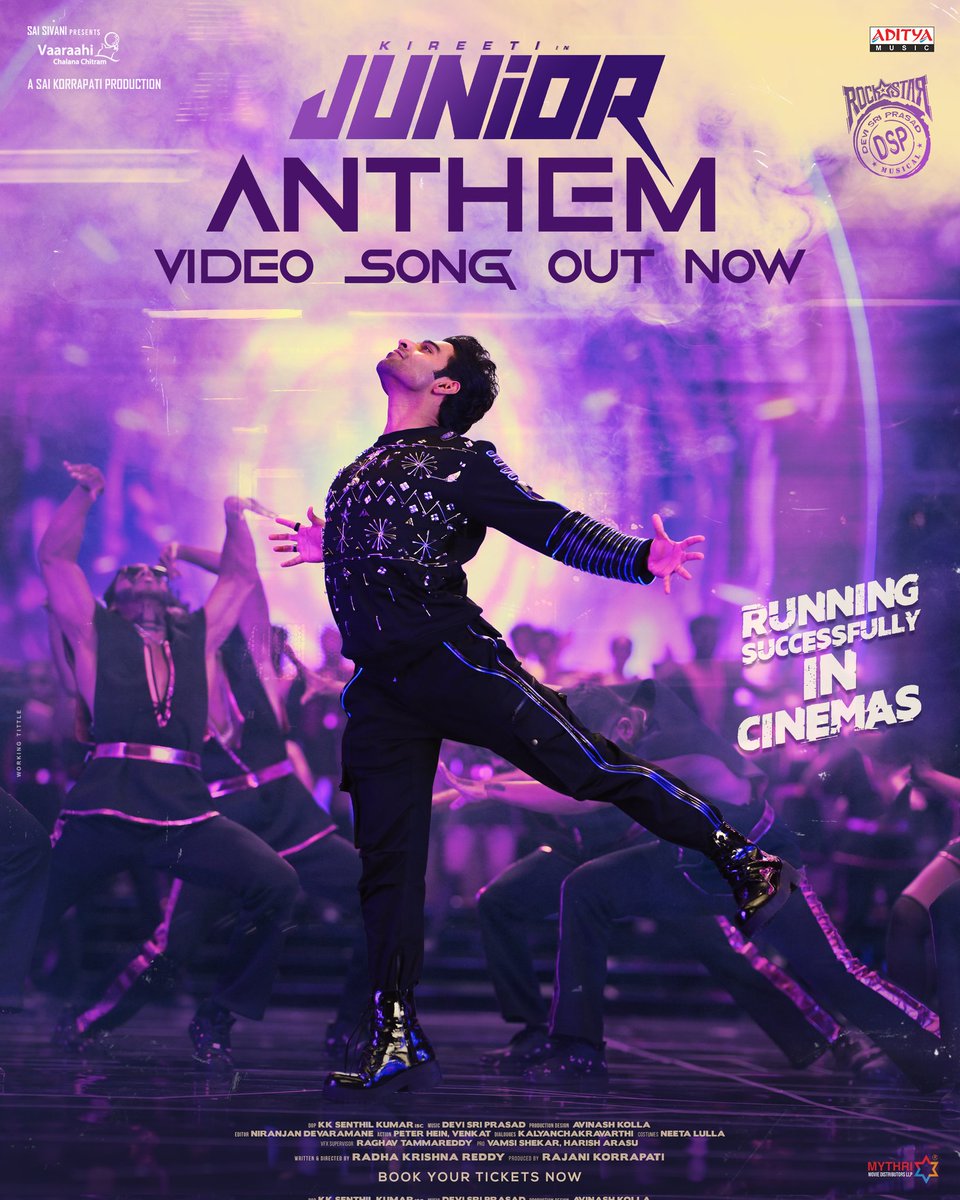 MythriRelease's tweet image. Mass beats, mad moves & non-stop energy!🕺⚡
#JuniorAnthem full video song is OUT NOW! 💥
▶️ youtu.be/bLbfZ9ECe-s
#Junior running successfully in cinemas ❤🔥
A Rockstar @ThisIsDSP Musical 🎸
#Junior @geneliad @KireetiOfficial @sreeleela14 @DOPSenthilKumar @rk91_reddy…