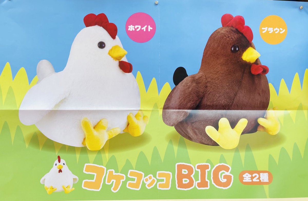 コケコッコBIG ぬいぐるみ ニワトリ ビッグ 2種類セット 新品タグ付き 🌟新景品入荷情報🌟 コケコッコBIGぬいぐるみ 入荷しました