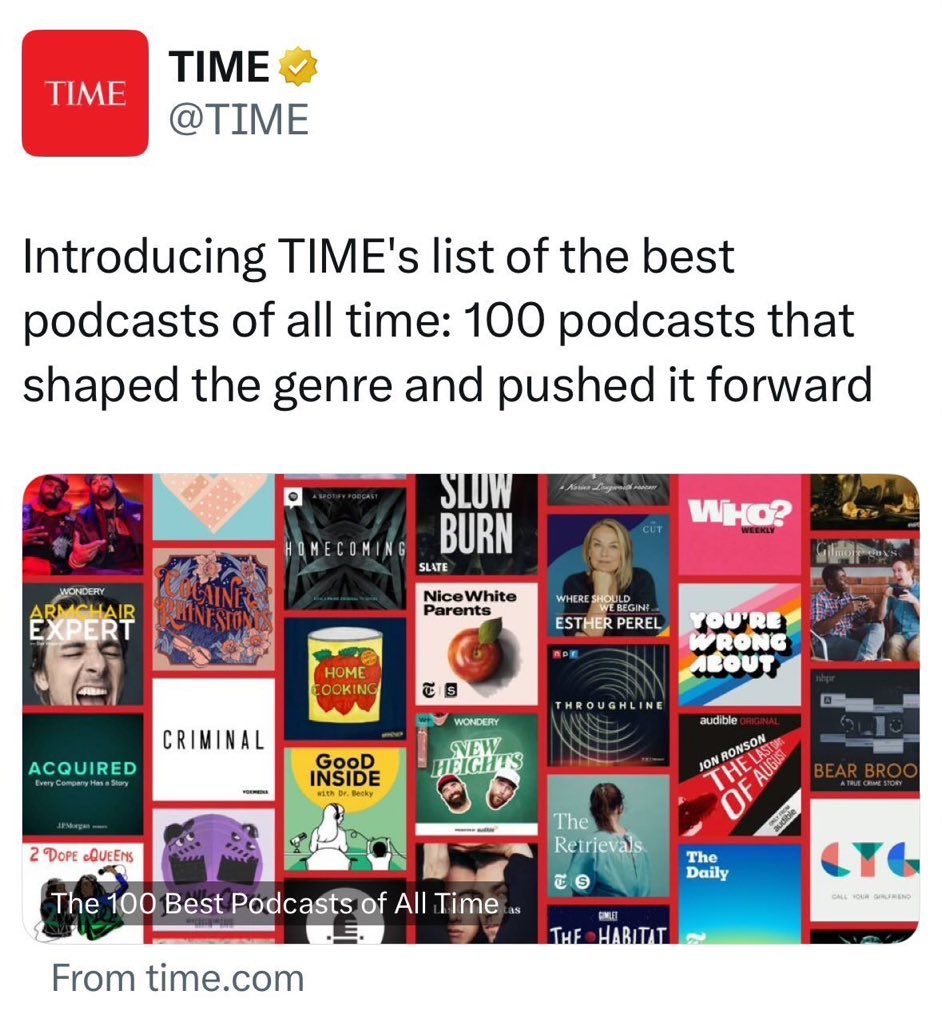 GoodpodsHQ's tweet image. How it started: TIME publishes its  “top 100 podcasts” list 😂

How it’s going: Real time, personalized podcast recs on Goodpods based on the suggestions from people you follow and your interests 😎

Welcome to new world!