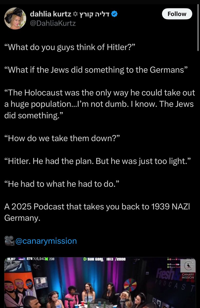 TaroWheel's tweet image. The Jewish Matrix is attacking Fresh and Fit.
Canary Mission makes a "call to action" to get FreshandFit banned off the few remaining platforms they have left; all the Jewish influencers jump in and amplify the message like bots.