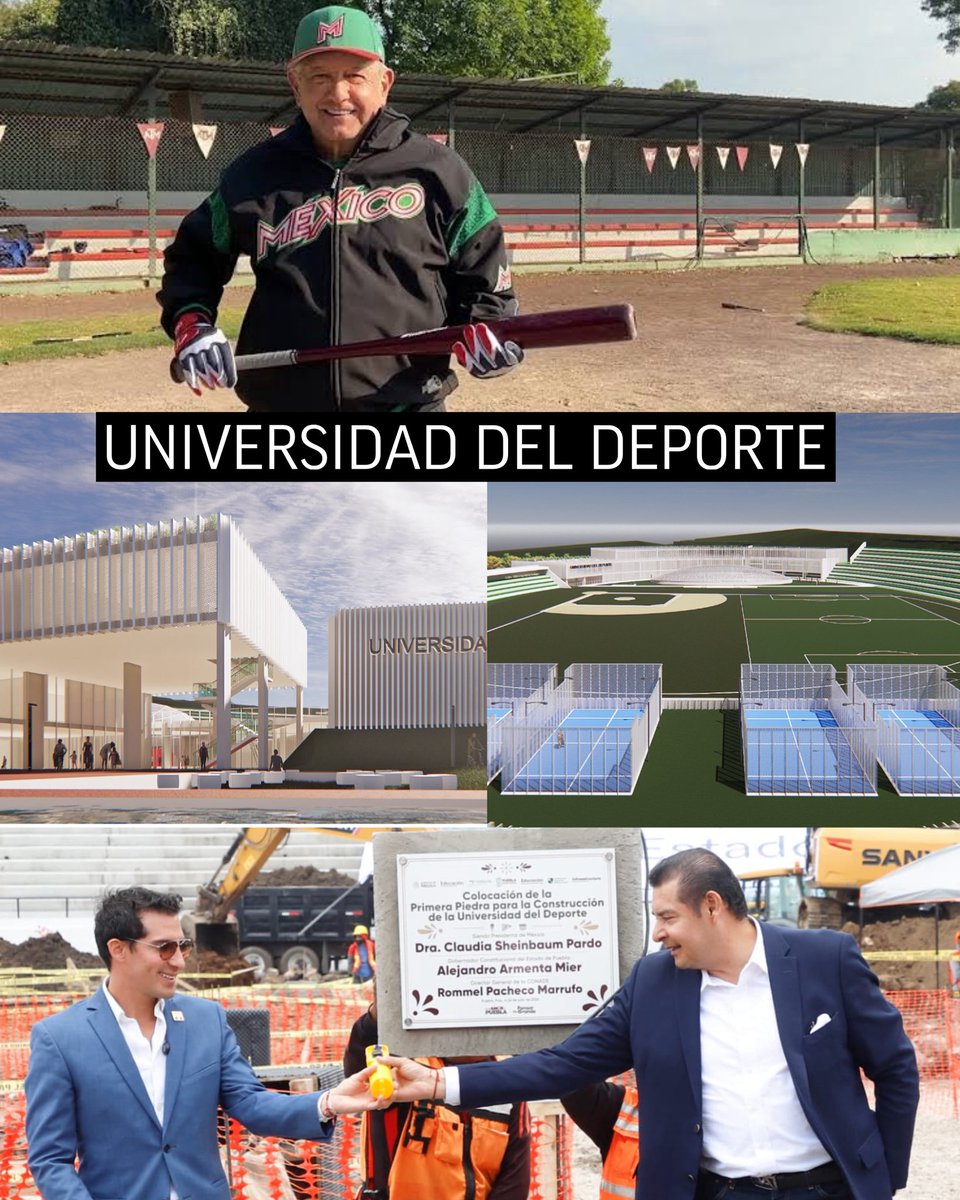 DECÍA AMLO 🥺

“El deporte es medicina preventiva”

Pues hoy, en #Puebla se inició la construcción de “La Universidad del Deporte”, con inversión histórica de $729.6  MDP que impulsará la profesionalización del deporte en México.

Será un espacio moderno e inclusivo para 1,600