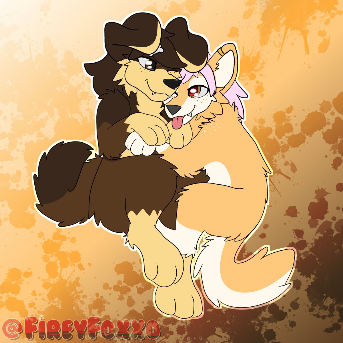 Fireyfoxxo's tweet image. CouplesSnuggleYCH for @GupGuppuccino