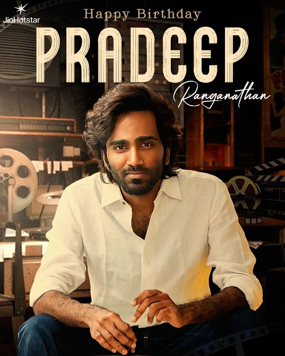 JioHotstartam's tweet image. From behind the camera to owning the screen, Wishing you more blockbusters ❤️ Happy Birthday @pradeeponelife 🥳
#JioHotstar #HBDPradeepRanganathan #PradeepRanganathan #JioHotstarTamil