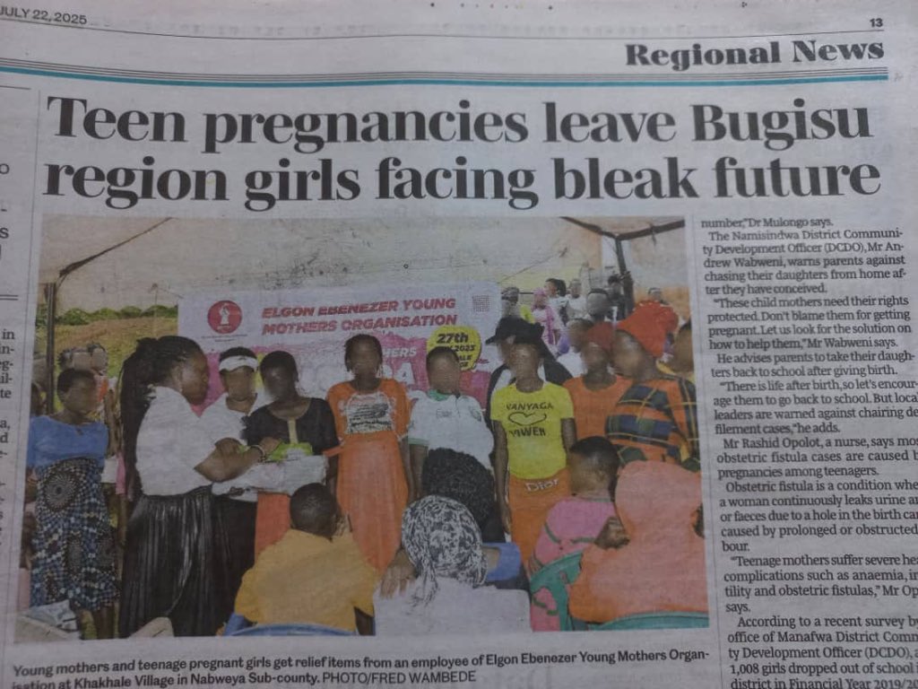 EEYMO207's tweet image. This is Tuesday monitor where we were featured again. Teen pregnancies still remain a threat in the Bugisu subregion as Namisindwa takes the lead with 27%, Ending teenage pregnancies is multsectroal we request you join us to end this hazard.
@_UPFCT @PlanUganda @shesthefirst
