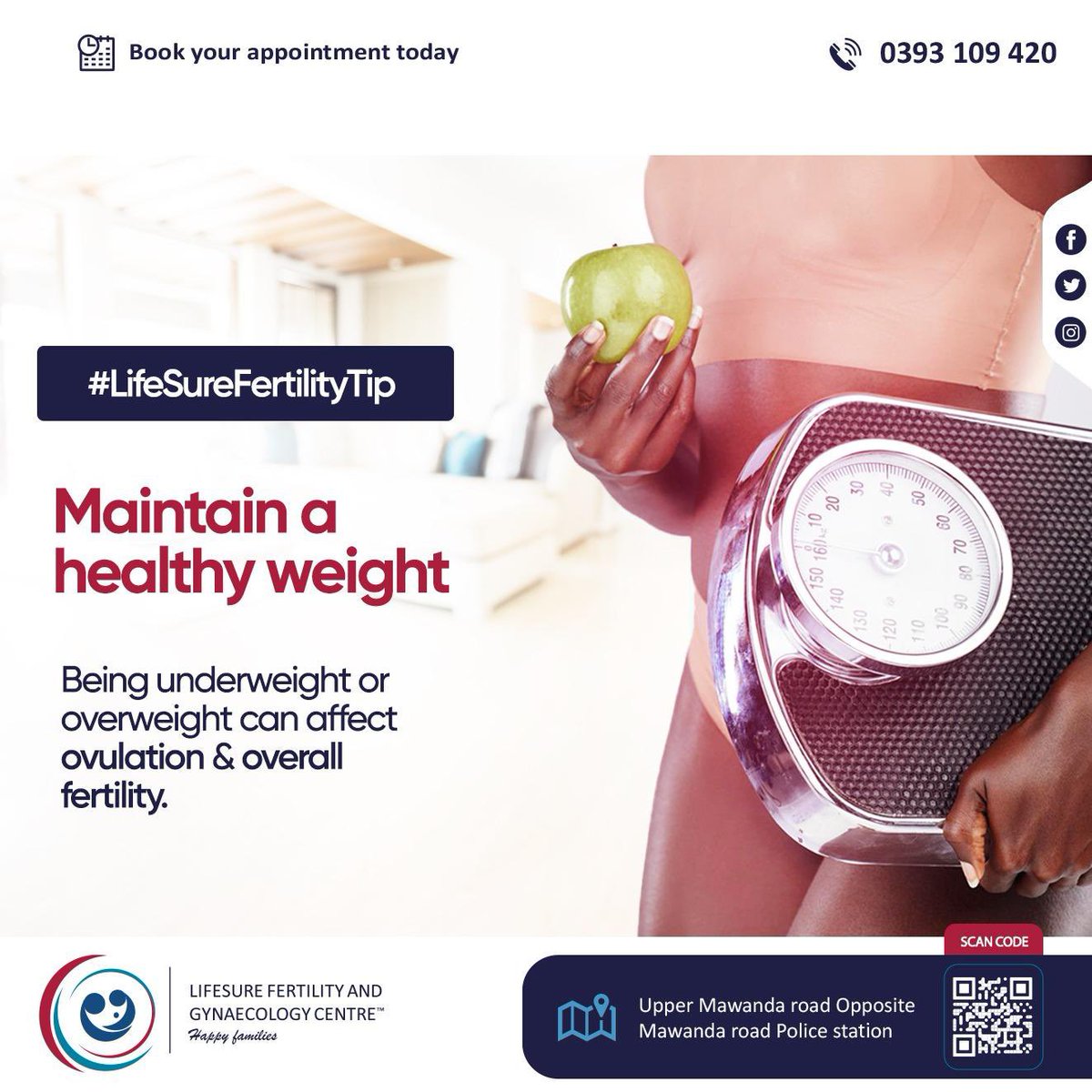 LifesureC's tweet image. Balanced body, better chances. Extremes in body weight can interfere with hormone function and make it harder to conceive. Supporting your fertility starts with maintaining overall well-being.
Stay active. Eat well. Your body knows when it’s ready.
#LifeSureFertilityTip