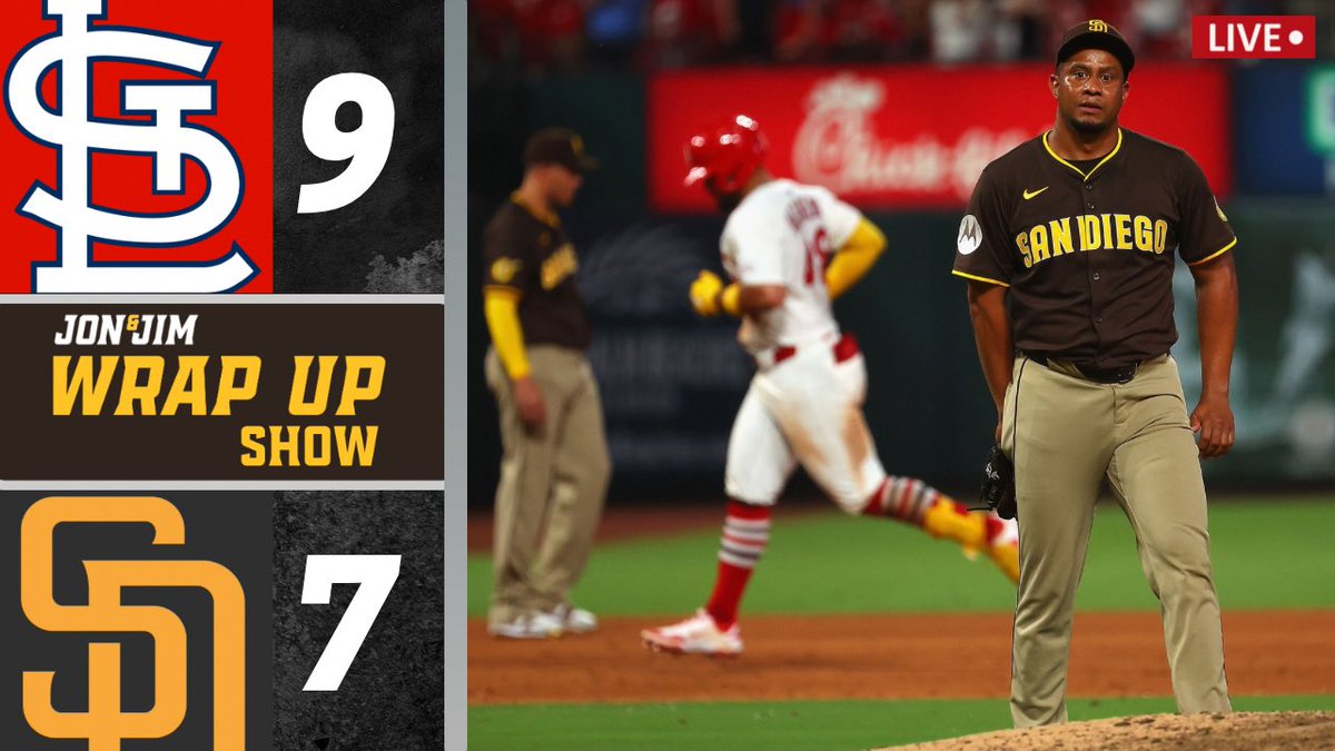 JimRussellSD's tweet image. #Padres offense scores 7 runs but Padres pitching gives up 9. Less than a week from the deadline
Wrap Up Show starts NOW!
📺 youtube.com/live/shRKlhbLP…