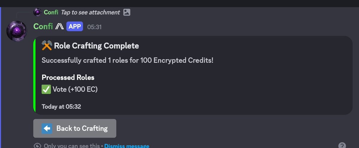 Smartecio's tweet image. You can now earn 100 Encrypted Credits easily.
Note: It is time sensitive.
Join @ArciumHQ DC now: discord.gg/arcium
- Visit the voting channel and cast your vote.
- Navigate to "Start Here" ➡️ "Open learning menu" ➡️ "Profile" ➡️ "Rewards and Credits" ➡️ "Role…