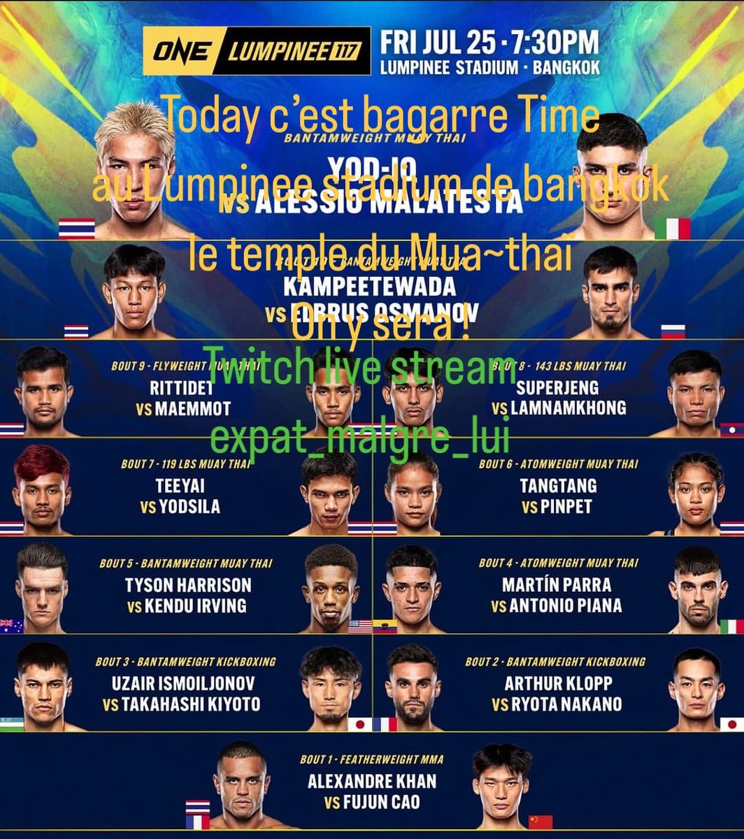 ExpatLui's tweet photo. Aujourd’hui c’est bagarre time sur https://t.co/CVkSy5aa8a en direct du Lunpinee stadium de bangkok https://t.co/5zbnkG20OQ