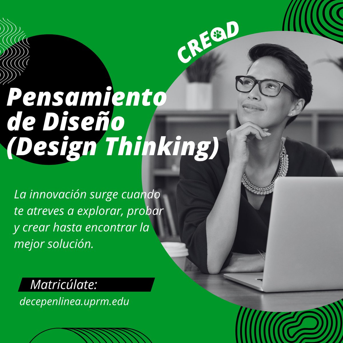 Descubre el poder del Design Thinking para crear soluciones creativas y efectivas.

✅ Curso online y flexible (8 horas)
✅ Certificado incluido

Parte de la Certificación en Liderazgo e Innovación

📲 Matricúlate: decepenlinea.uprm.edu