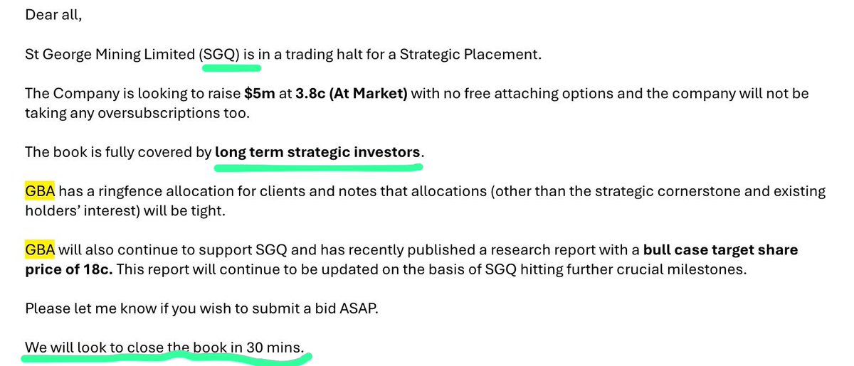 ASX__Trader's tweet image. Not all capital raises are bad!
Look at SGQ.
Everyone sees a capital raise and immediately screams dilution. But let’s zoom in on what really happened at SGQ.
They raised $5m at 3.8c—right at the market. No discount.
Why? Because they’d already squared away the raise. That…
