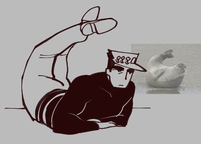_NEBULAES's tweet image. Random tumblr anon asked me to "draw Jotaro in a bunch of seal posesPLEASEEEE" and I figured it was a solid idea