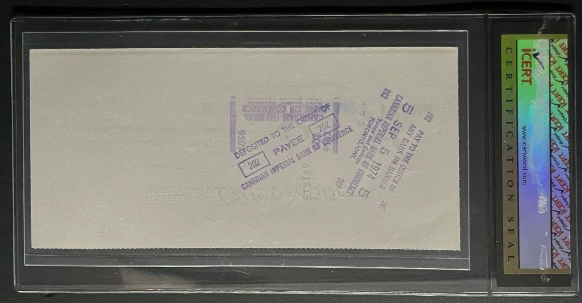 Morgan_C_Ross's tweet image. A $17,000 cheque made out to the NBA Buffalo Braves team by Harold Ballard for playing a regular season game in Maple Leaf Gardens in 1974.